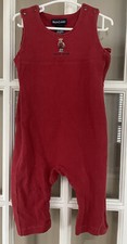Ralph Lauren One Piece Overalls Baby M 6-12M Embroidered Bear Red