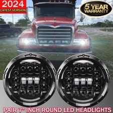 Pair 7 Inch Round Led Headlights Hilo Beam For Mack Granite Cv713 Dump Trucks Pair 7 Inch Round Led Headlights Hilo Beam For Mack Granite Cv713 Dump Trucks
