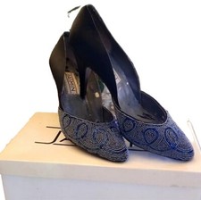 Jasmin Vintage Black Satin with Bugle Bead Pumps 9