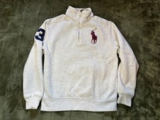 Polo Ralph Lauren Sweatshirt Boys Medium 10-12 Gray Fleece 1/4 Zip Big Pony 3