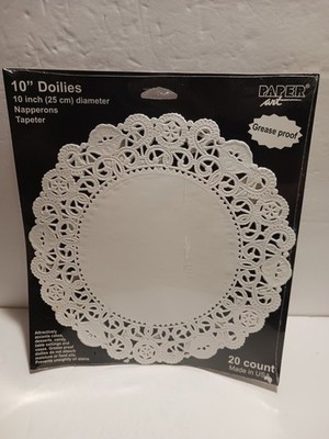 Vintage Nos Paper Art Doilies New Pack of 20 10'' Grease Proof Made In USA
