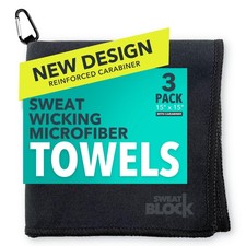 3 Pack Microfiber Sweat Handkerchiefs Face Hands Body 15x15 Inch Black Towel