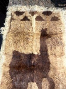 Vintage Peruvian Alpaca Fur Llama Wall Hanging Rug Roughly 39”x20”