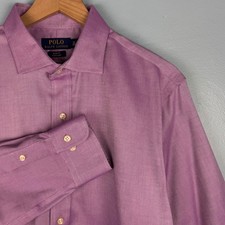 Polo Ralph Lauren Mens 16.5 32/33 Purple Slim Fit Button Up Dress Shirt Pony