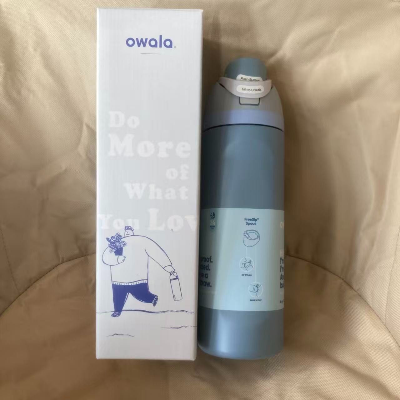 Owala 24 oz FreeSip Water Bottle Sea Salt Sport Mug Top Quality US Shipping