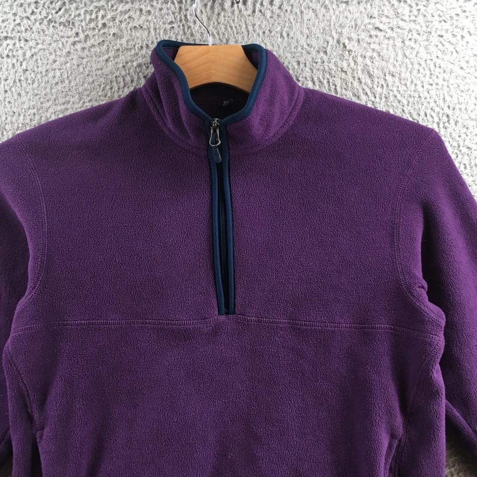 Pullover Uniqlo Para Hombres XS Púrpura Vellón Sólido Cuarto Cremallera Manga Larga Cálido Informal Foto 3 de 4