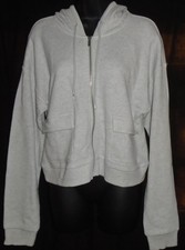 NWT WOMEN'S IDEOLOGY CROPPED GRAY HOODIE SWEATSHIRT  Size: LARGE