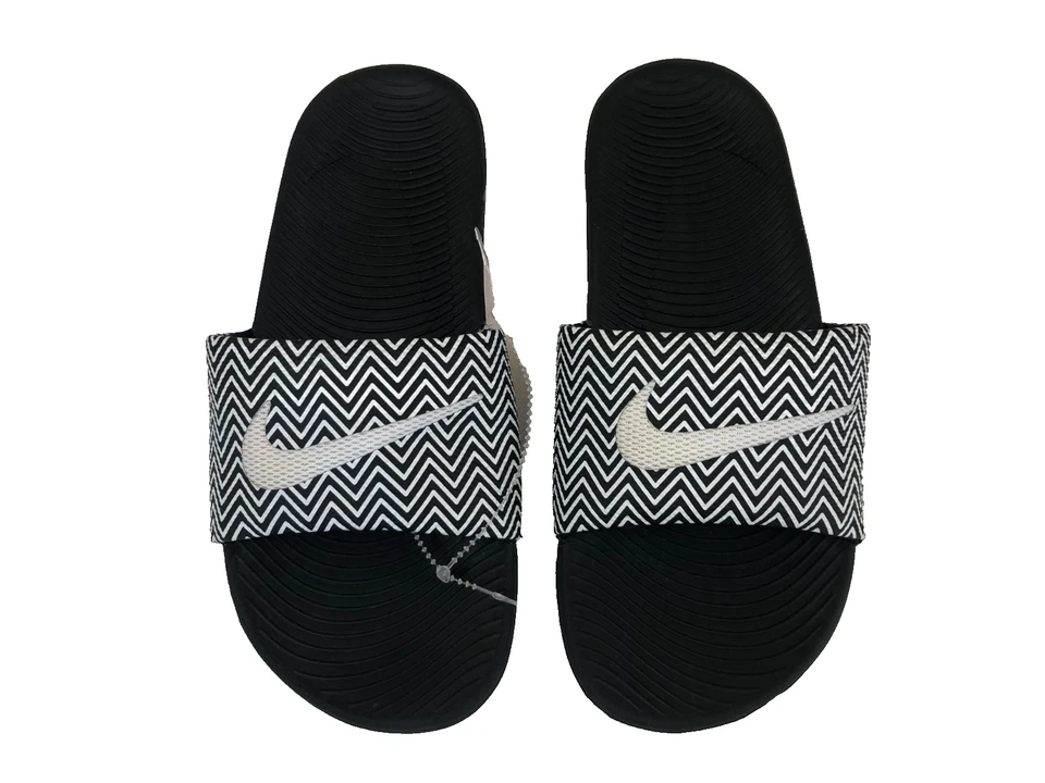 Sandalias NIKE Kawa Estampado DIAPOSITIVAS CHANCLAS ~ Mujer Talla 6 ~ Zapato Negro/Blanco ~ 882693-001 Foto 3 de 4