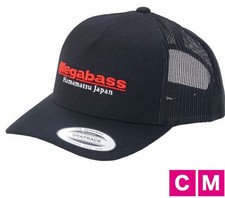 Megabass Classic Trucker Cap Black/Red Embroidered Patch Adjustable