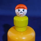 Vtg Fisher Price Little People Angry Boy. Wood Base.