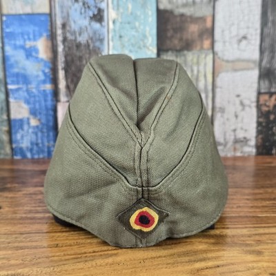 Vintage West German Military Garnison Cap Mütze Schmidt 1987 Army Green 59