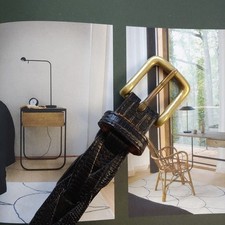 Vintage Rare Polo Ralph Lauren Braided Lizard Belt with Brass Buckle 29"