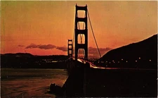 CALIFORNIA San Francisco Golden Gate Bridge at Sundown CA Postcard