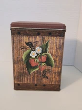 Vintage J.L. Clark Tin Canister Strawberry Vine Falcon Candy CO