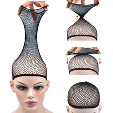 Mesh Wig Cap Stretchable Elastic Black Hair Net Stretch Open Ended Fishnet Wig