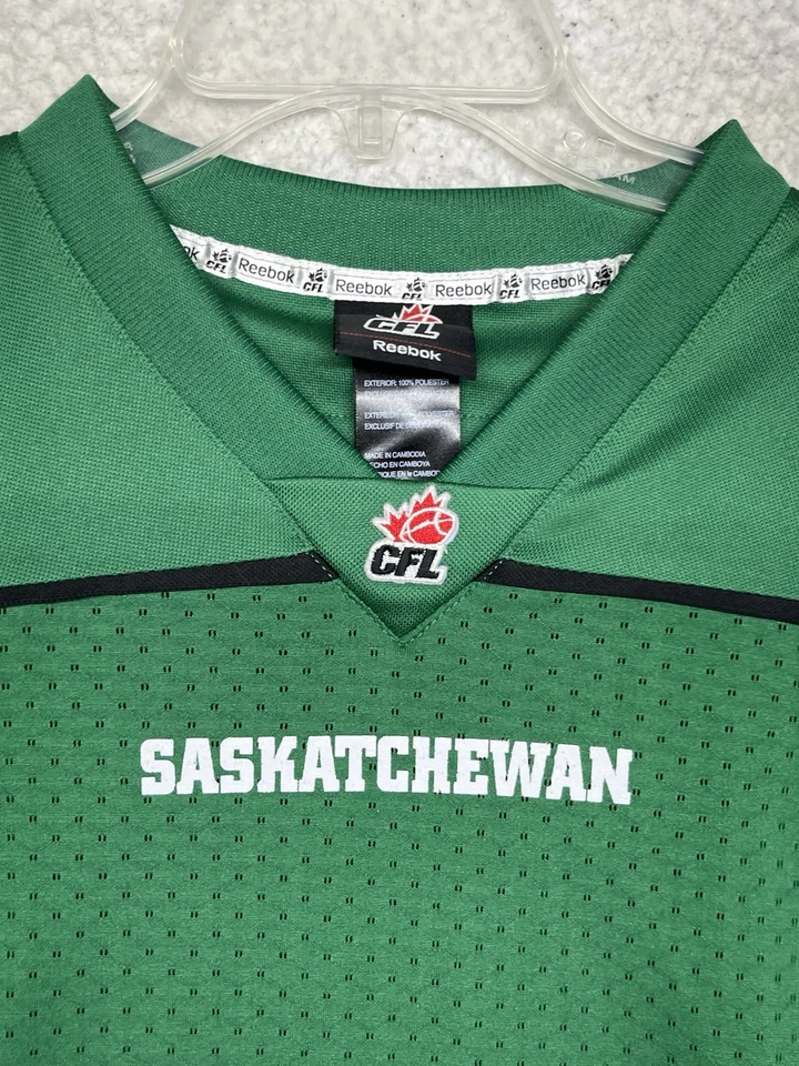 萨斯喀彻温省 Roughriders 足球球衣青少年特大号绿色空白 CFL — 第 3/4 张图片