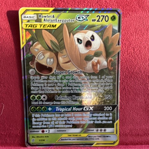 The Pokémon Company Rowlet & Alolan Exeggutor GX 1/236 Unified Minds UR Holo