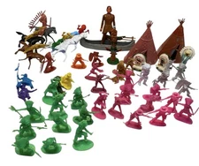 Plastic Lot of Cowboys and Indians 1960s 1970s Vtg Toy Figures
