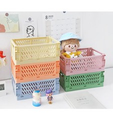 Folding Storage Box Collapsible Plastic Basket Desktop/Kitchen Storage 4 Colors
