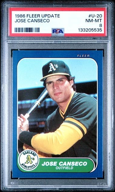 JOSE CANSECO 1986 Fleer Update #U-20 PSA 8 NM-MT RC QTY