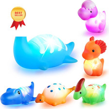 Bath Toys for Toddlers 1-3: 6 Packs Light-Up Floating Dinosaur Baby Toddler...