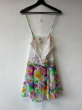 Vintage Victoria's Secret Gold Small White Lace Floral Multicolor Slip Lingerie