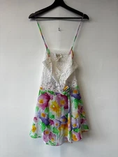 Vintage Victoria's Secret Gold Small White Lace Floral Multicolor Slip Lingerie