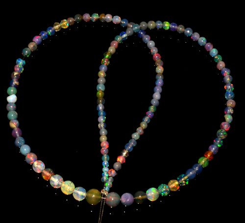 Natural Black Opal Gems 2 to 5 mm Size Smooth Round Beads 14" Strand - Picture 3 of 6