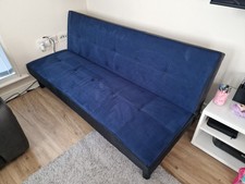 Midnight Blue Velvet 3-Seater Clic Clac Sofabed Sofa Bed (Double)