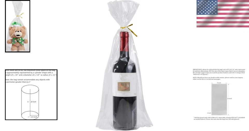 Elegante paquete de 100 bolsas transparentes para violonchelo de regalo - lazos versátiles y decorativos incluidos Foto 2 de 4