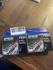 2 Epson 702XL Black Ink Cartridge T702XL120 Sealed Exp 1/27 & 12/26 - Brand New