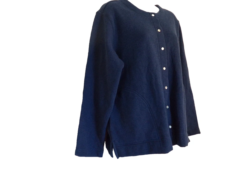 Women's Blue Classic Elements Top. L Petite (14 - 16). 82% Cotton/ 18% Polyester - Image 4 of 4