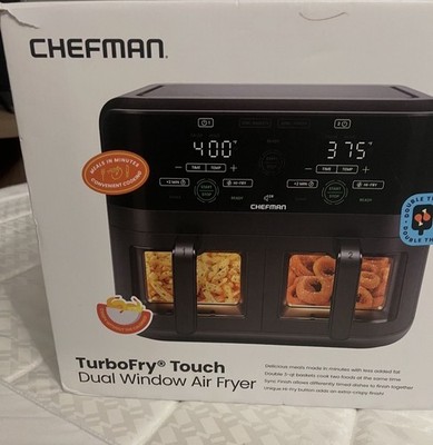 CHEFMAN 6 Quart Dual Basket Air Fryer Oven Easy View Windows Auto Shut Off