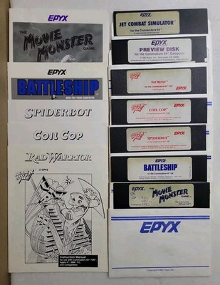 C64 7 Epyx Games With 5 Manuals - Commodore 64/128 5.25 Disks