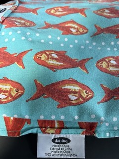 8 Danika 100% Cotton (20 1/4" X 20) Fish Napkins Turquoise Water & Gold Fish
