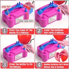 1 pcs Electric Balloon Pump - Dual Nozzle Automatic Inflator for Party Decor-NEW