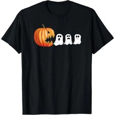 Funny Halloween Pumpkin Ghost T-Shirt Spooky Graphic Unisex Tee