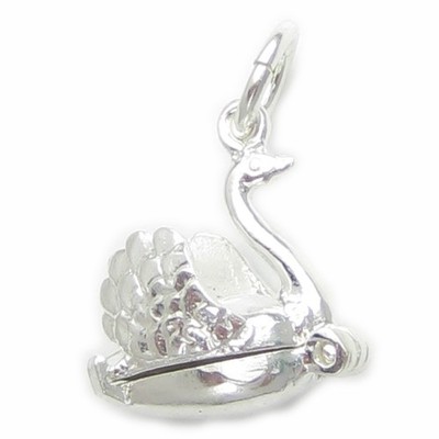 Schwan Öffnung Sterling Silber Charm 0,925 x 1 Schwäne Ballett Charms