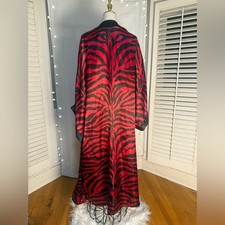 Sold Out Artist Made Gone Rogue Red Zebra Satin Kimono Robe Duster OS
