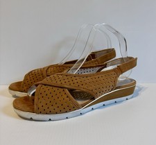 Van Dal Elan Tan Suede Perforated Pattern  Sandals - UK Size 6 E Wide Fit