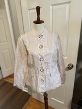 CHICO'S Linen Blend Lightweight Shimmer Jacket in Pale Pink WOMEN'S Small