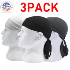 3PACK Dew Rag Doo Rag Du Rag Sweat Wicking Beanie Skull Cap for Men and Women