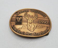 VINTAGE KANSAS OUTDOORS BELT BUCKLE DEER/STAG SIGNED COLLECTIBLE