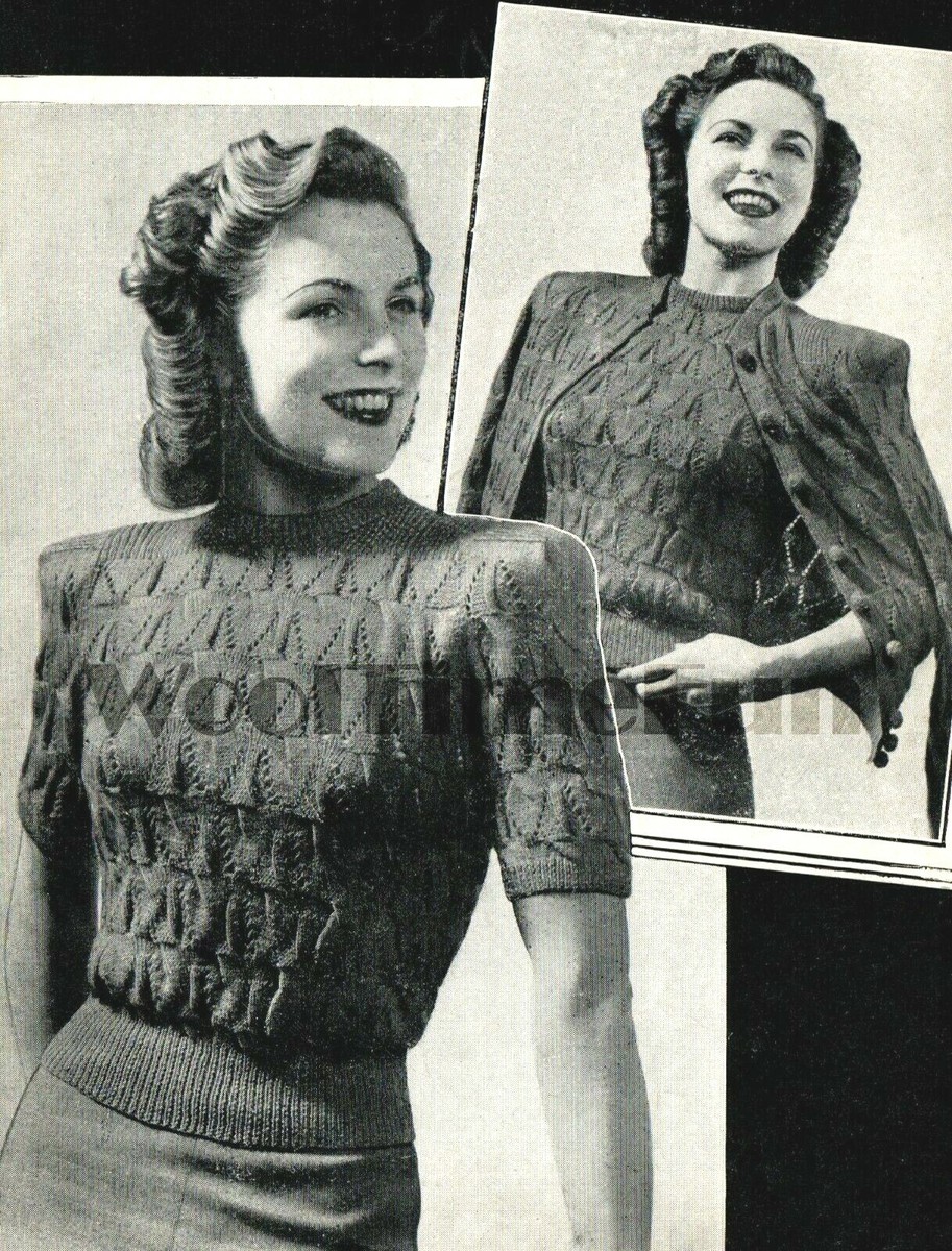 Knitting Patterns Ladies Vintage 1930s/40s Round Neck Twin Set - Main Image