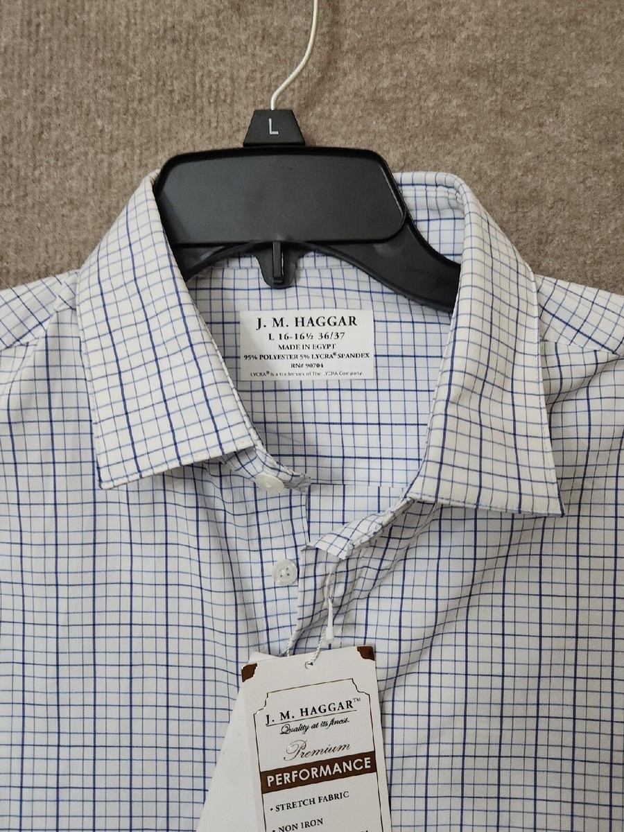 jm haggar performance dress shirt J.M. HAGGAR Men's 16-16.5 (34/35) PERFORMANCE DRESS SHIRT (light blue) NWT