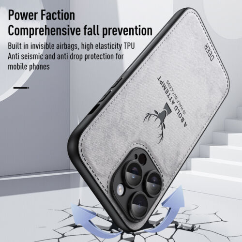 ShockProof Leather Deer Case For iPhone 16 15 Pro Max 14 13 12 11 Elk Soft Cover - Picture 4 of 17