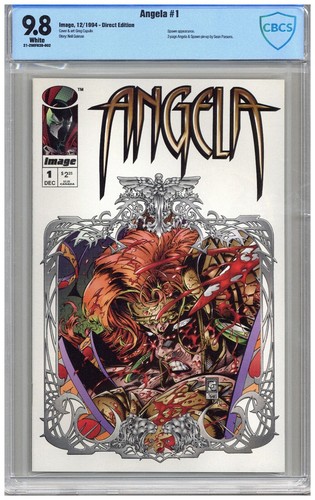 Angela  # 1   CBCS   9.8   NMMT   Wht pgs  12/94  Spawn App.  2-page Angela & Sp