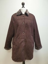 Rr353 Womens Gabriella Vicenza Dark Brown Faux Suede Coat Uk 16-18 Eu 44-46