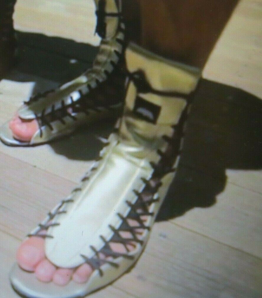 Bailie Corset Gold Metallic VANS x Nycked Gladiator Sandals Size 7-image
