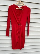 Michael Kors Dress Red Long Sleeve STRETCH V Neck SIZE S GREAT CONDITION